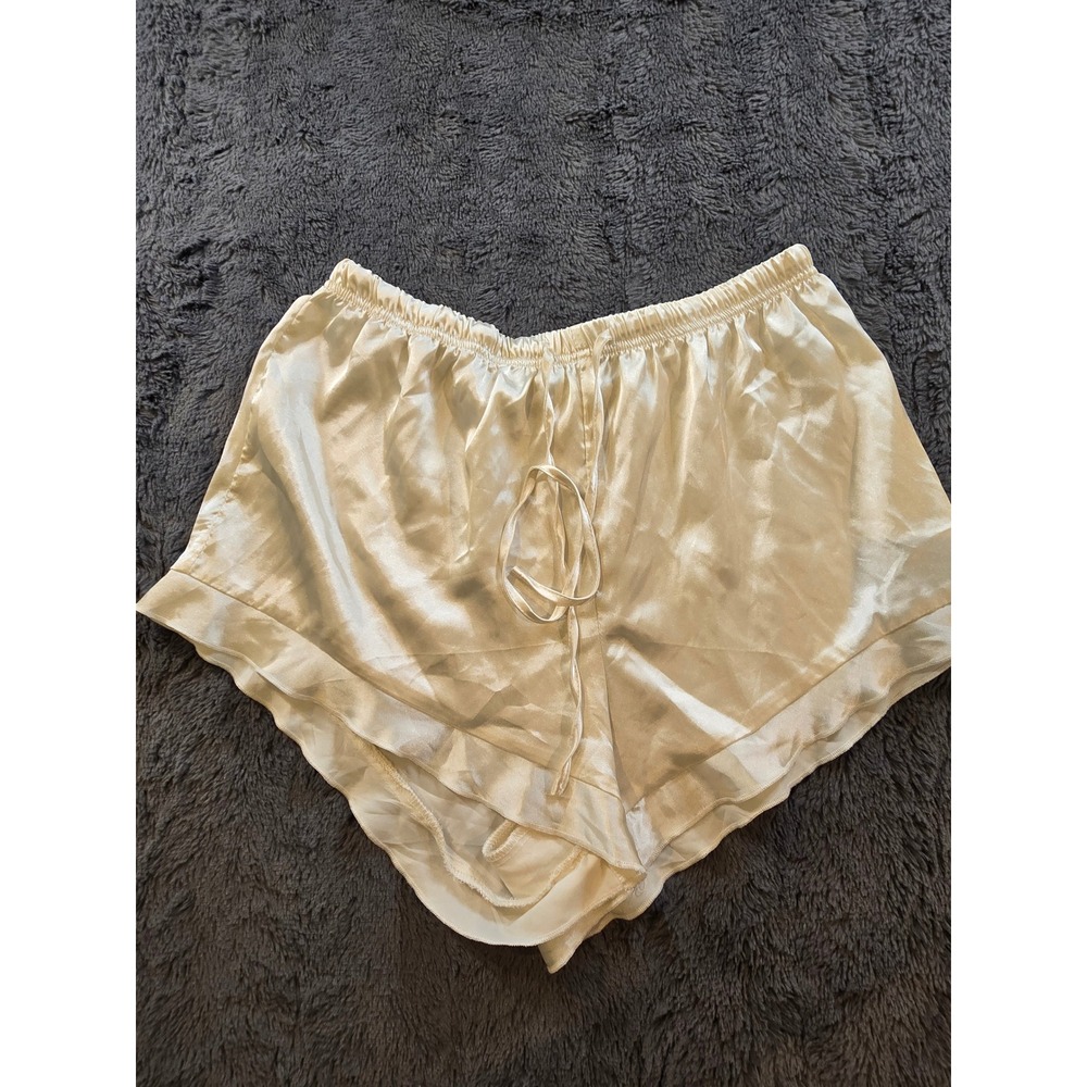 In Bloom by Jonquil LT Ivory Satin Lingerie Sleep Tap Shorts Womens Size Medium